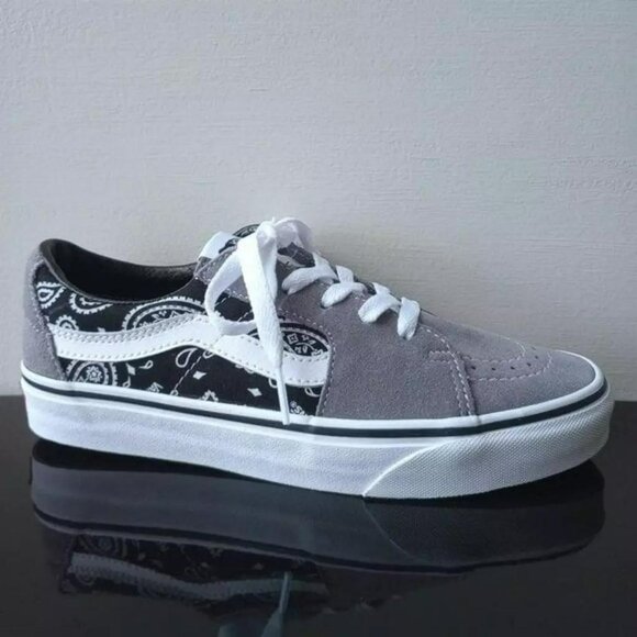Vans Shoes - Vans Women's Sk8-Low Suede/Canvas Sneaker in Wonderful Paisley Gray/True White